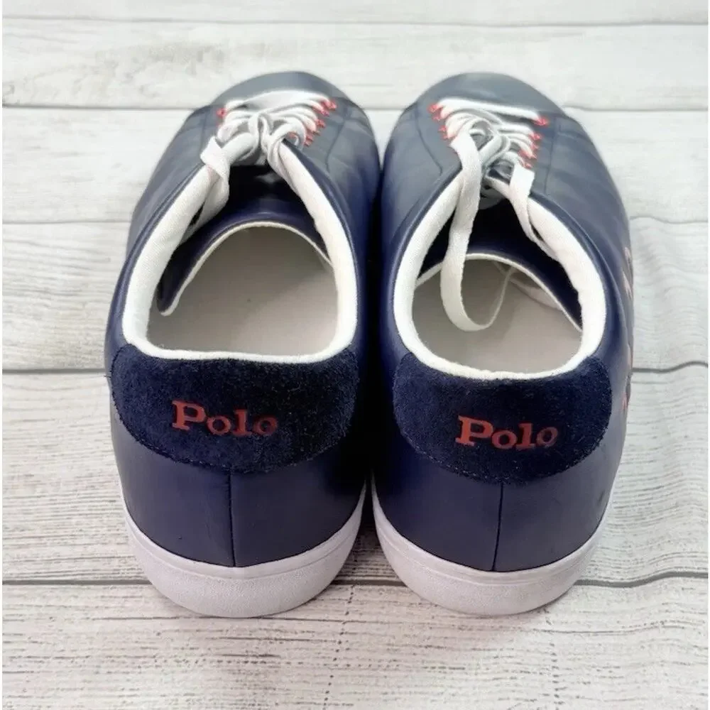 Polo Ralph Lauren Men’s Longwood Logo Spellout Blue Leather Shoes Size 15